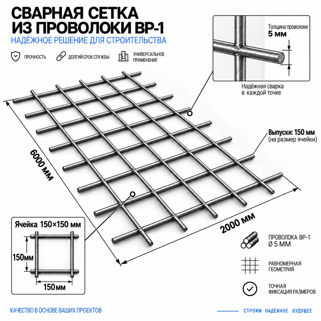 Сетка сварная 150×150×5